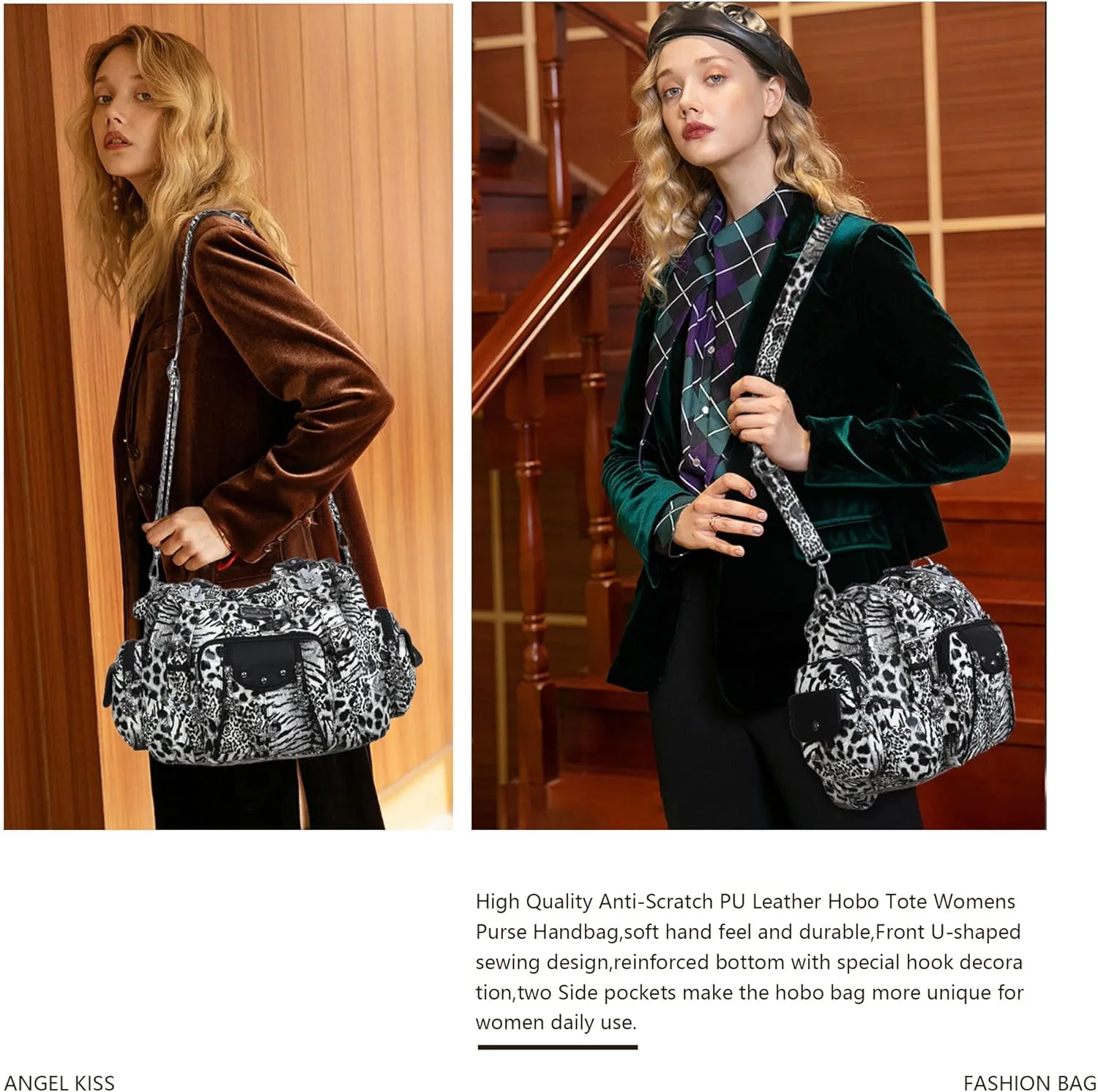Angel Kiss Purses for Women Soft PU Leather Large Hobo Bags for Women Shoulder Bag