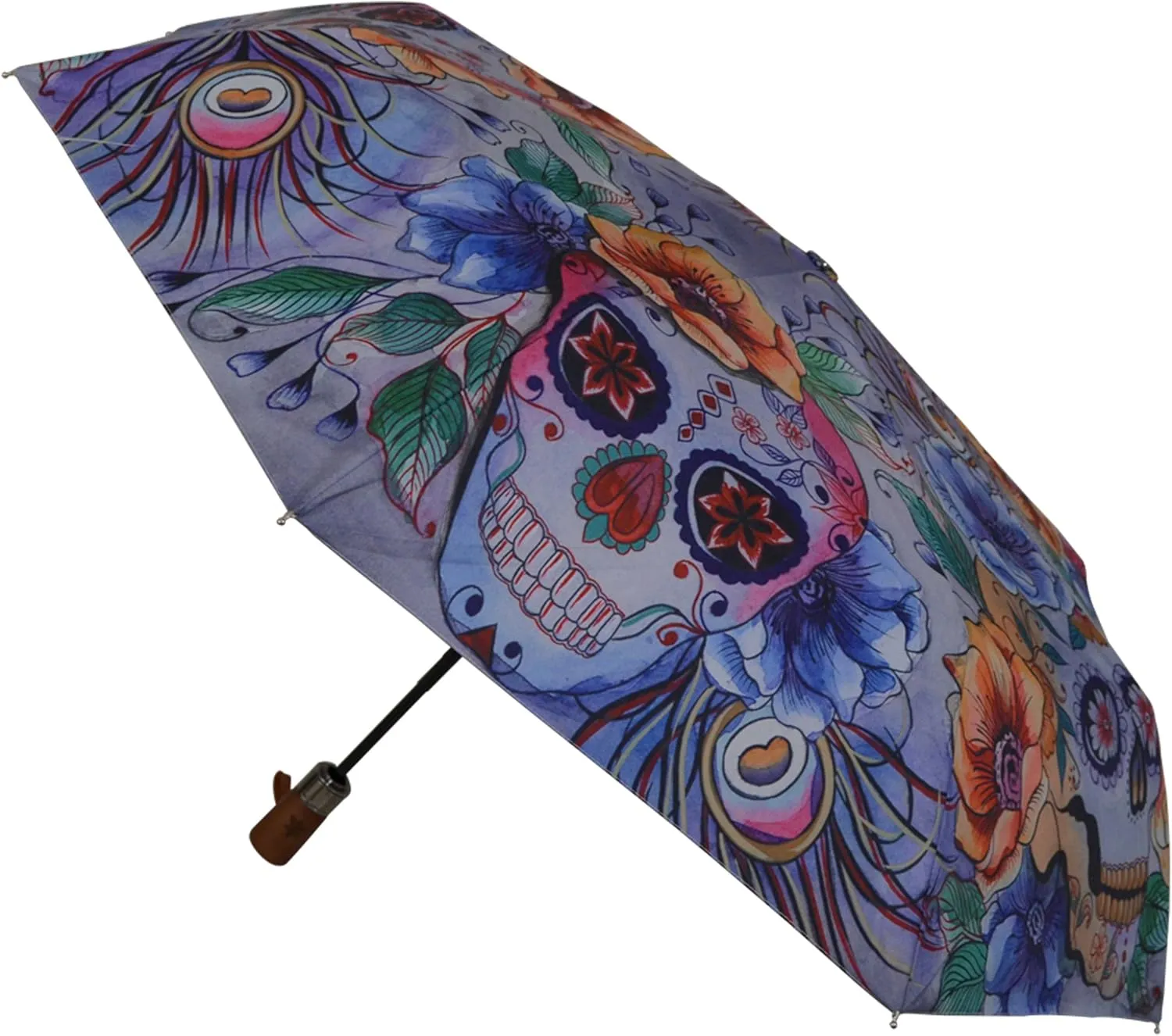 Anuschka Umbrella AUTO Open/Close - UPF 50  - 38” Waterproof Windproof Canopy - Fits in Handbag - Windproof Flexible Fiberglass