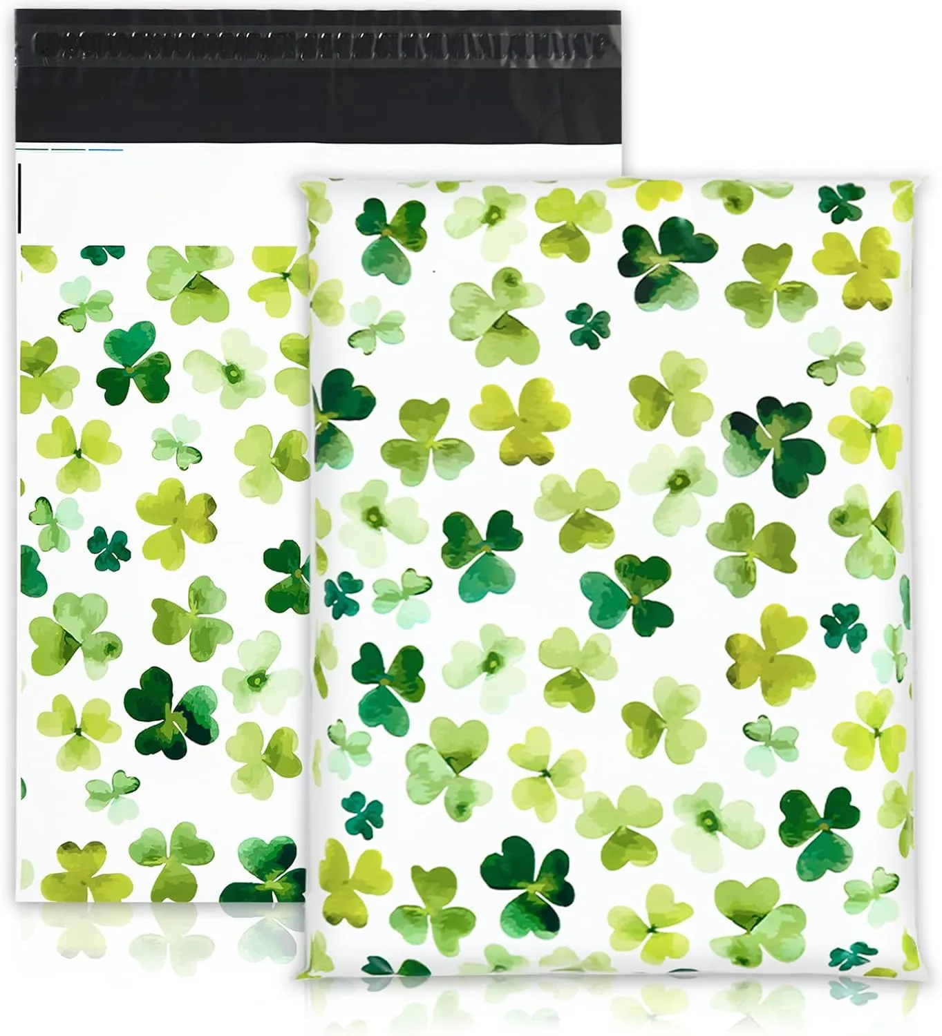 AnyDesign 100Pcs St. Patrick’s Day Poly Mailers 10 x 13 Inch Watercolor Shamrock Clover Irish Envelopes Mailers Bulk Green Self-Sealing Plastic Packaging Mailing Bags for Small Business