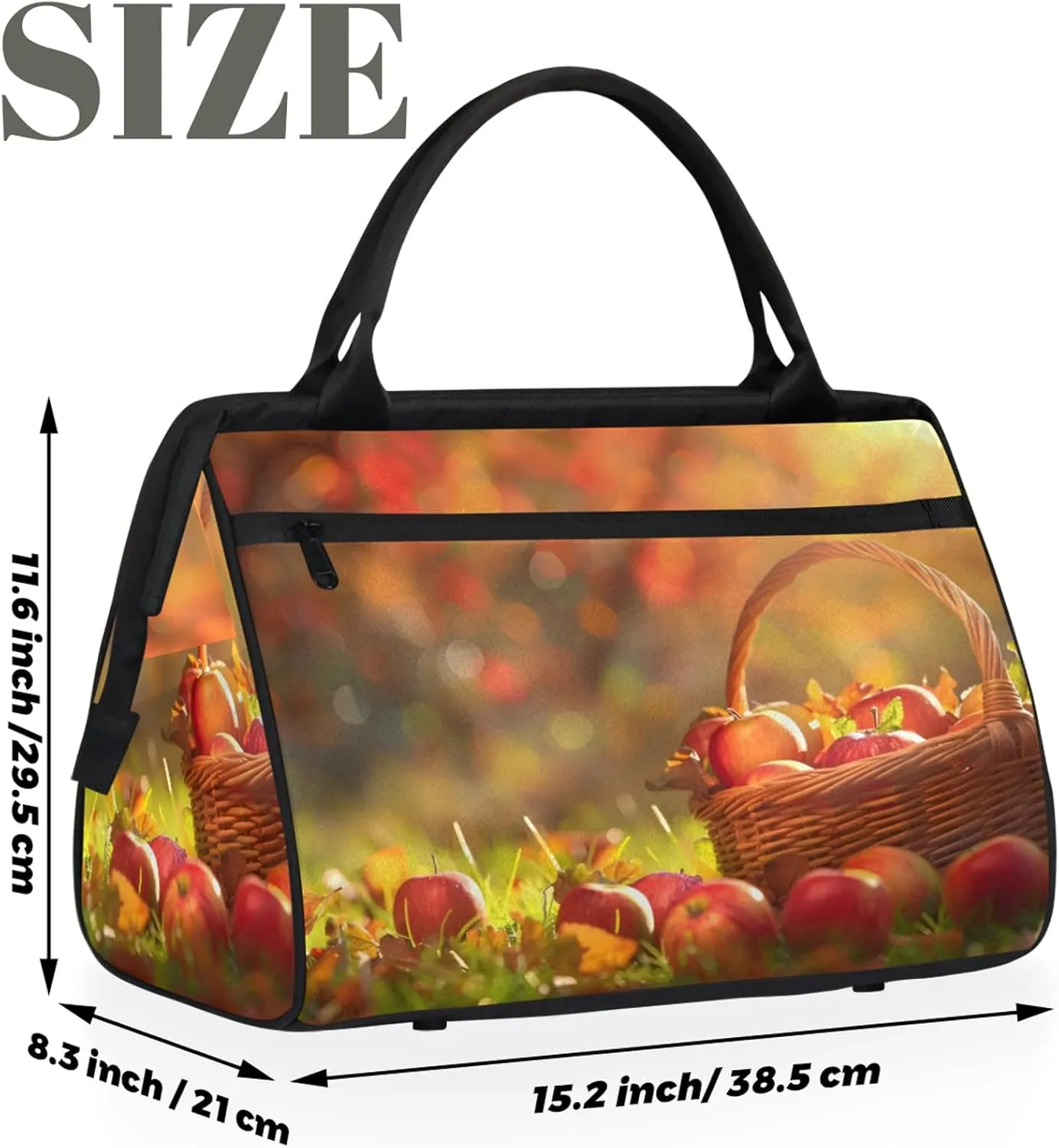 Apple Meadow Fall Travel Duffel Bag Gym Tote Bag for Women Men Waterproof Weekend Overnight Bag Carry On Tote Luggage with Pocket Personal Item Bags Sports Bag fit Travel Sports Gym Yoga
