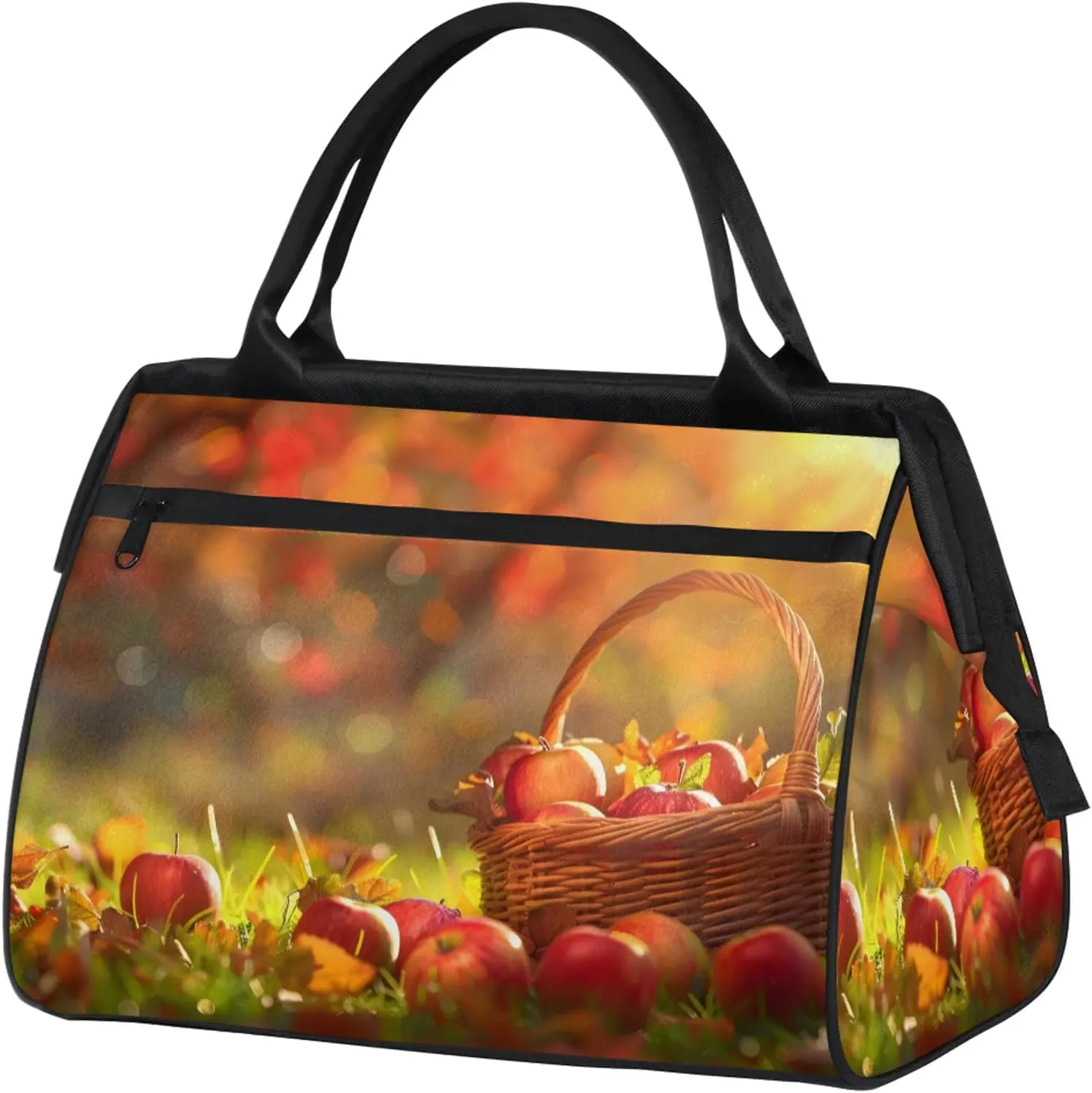 Apple Meadow Fall Travel Duffel Bag Gym Tote Bag for Women Men Waterproof Weekend Overnight Bag Carry On Tote Luggage with Pocket Personal Item Bags Sports Bag fit Travel Sports Gym Yoga