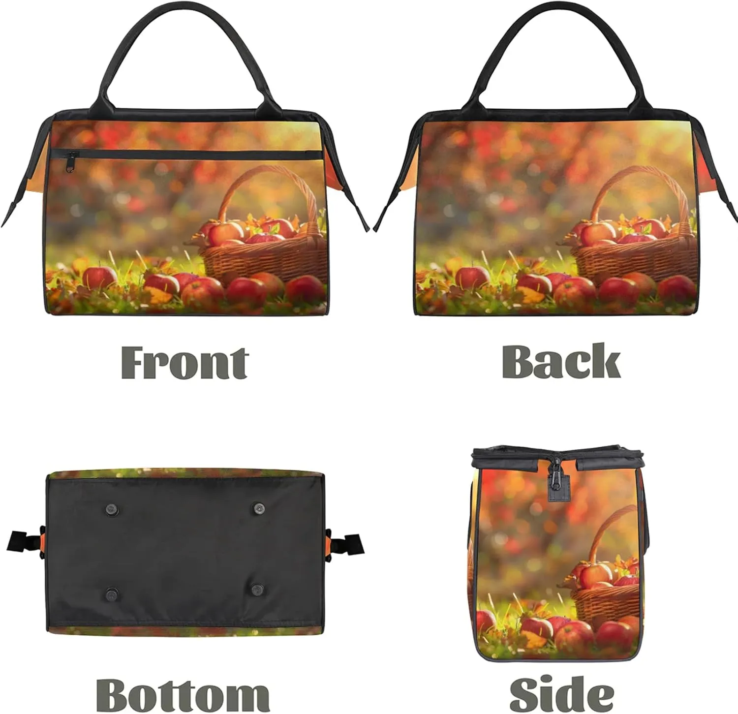 Apple Meadow Fall Travel Duffel Bag Gym Tote Bag for Women Men Waterproof Weekend Overnight Bag Carry On Tote Luggage with Pocket Personal Item Bags Sports Bag fit Travel Sports Gym Yoga
