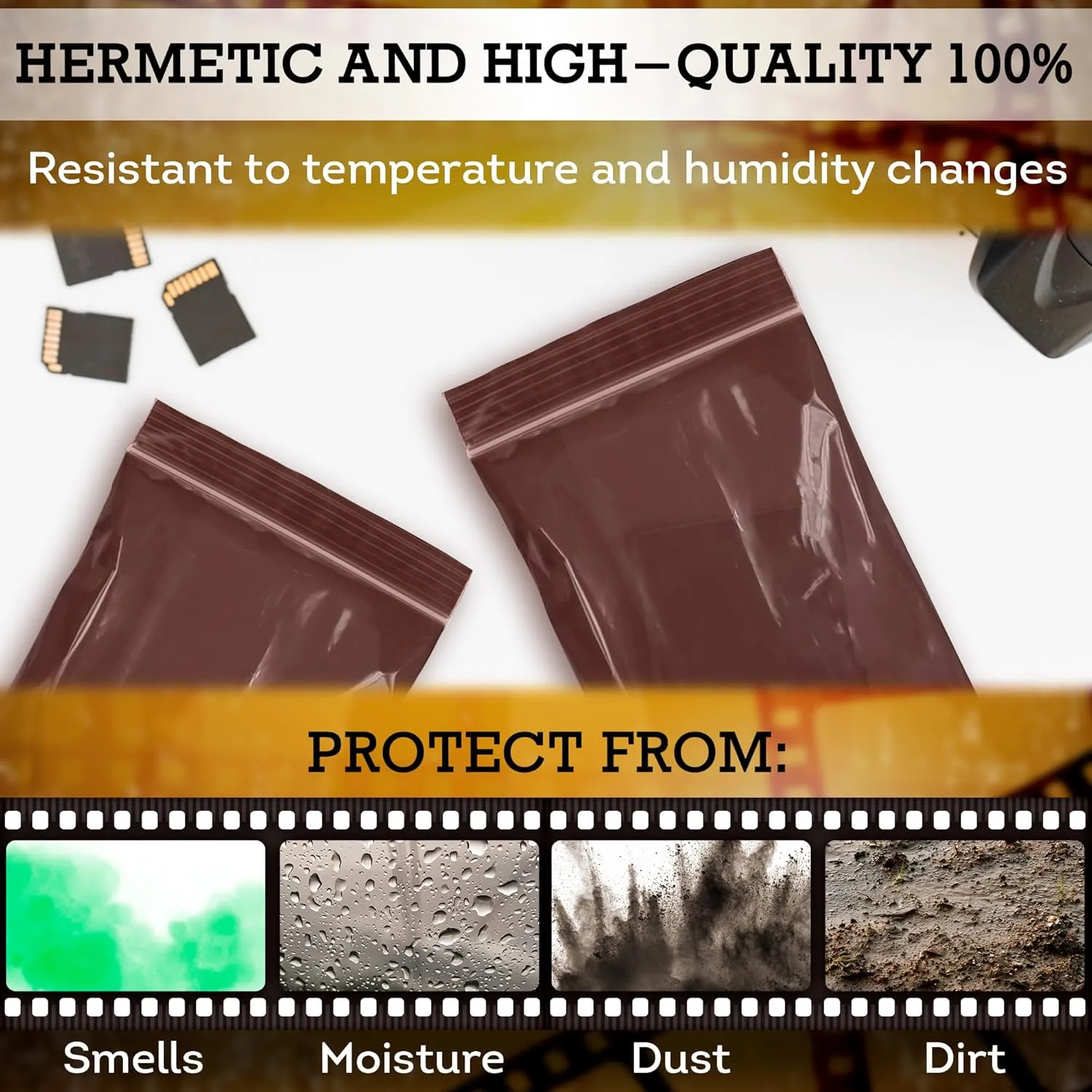 APQ Amber Zip Bags for Packaging, 4 x 6 inch. Pack of 100 Plastic Zip Baggies 3 Mil Thick. Water Resistant Reclosable Plastic Bags with Zipper Closure for Travel, Storage, Packaging and Shipping