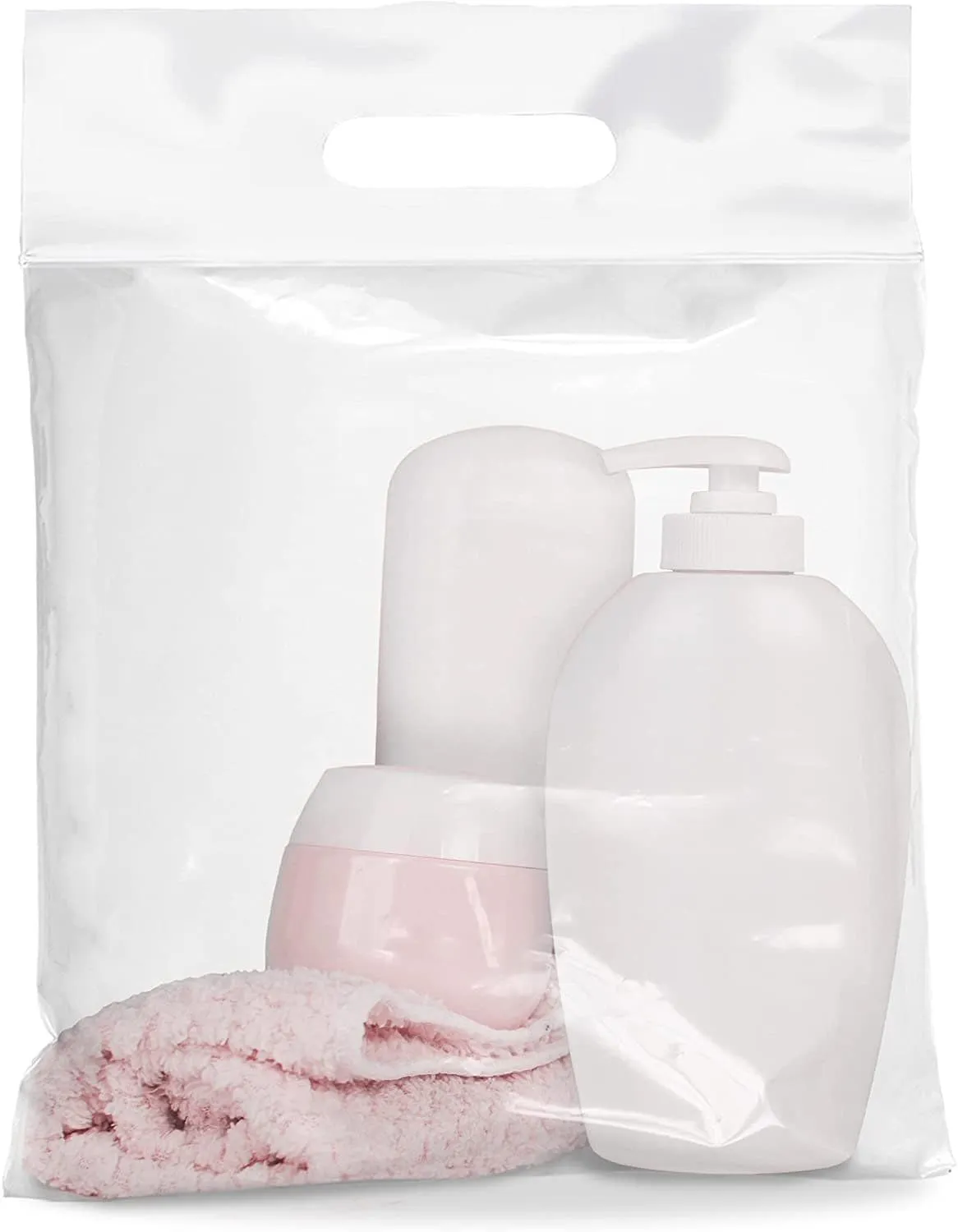 APQ Die Cut Zipper Bags, 12 x 12 Inches. Pack of 50 Clear Polyethylene Die Cut Handle Reclosable Zip Bags for Clothes, Tools. 3 Mil Thick Durable Reclosable Plastic Bags With Zipper Closure