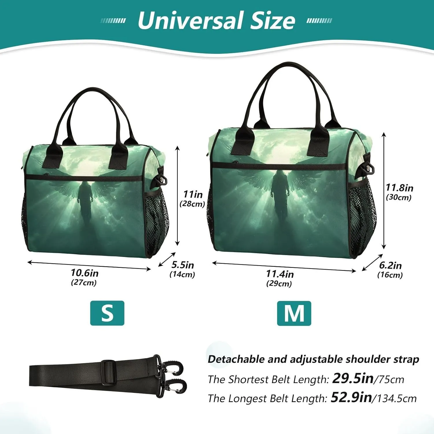 Archangel Wings Clouds Lunch Box Lunch Bag for Women Men Reusable Insulated Tote Shoulder Bag for Outdoor Picnic Camping