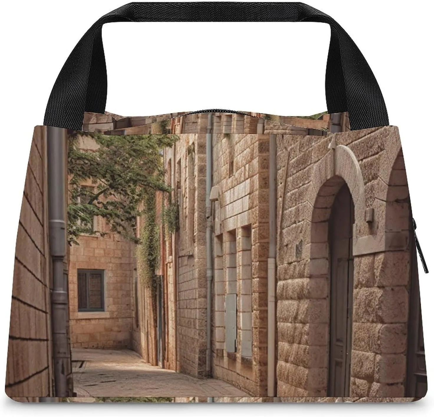 Architecture Streets Houses Lunch Bag for Women Men Reusable Lunch Tote Bags Insulated Lunch Box Large Capacity Lunchbox Cooler Lunch Container for Work Office Picnic Travel