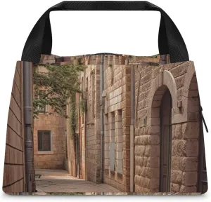Architecture Streets Houses Lunch Bag for Women Men Reusable Lunch Tote Bags Insulated Lunch Box Large Capacity Lunchbox Cooler Lunch Container for Work Office Picnic Travel