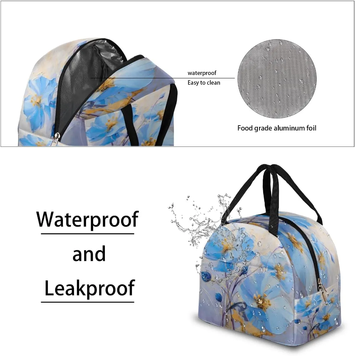 Art Romance Theme Lunch Tote Bag Reusable Insulated Bags Waterproof Adult Portable Meal Cooler Pack for Women Men Picnic Office Work Travel