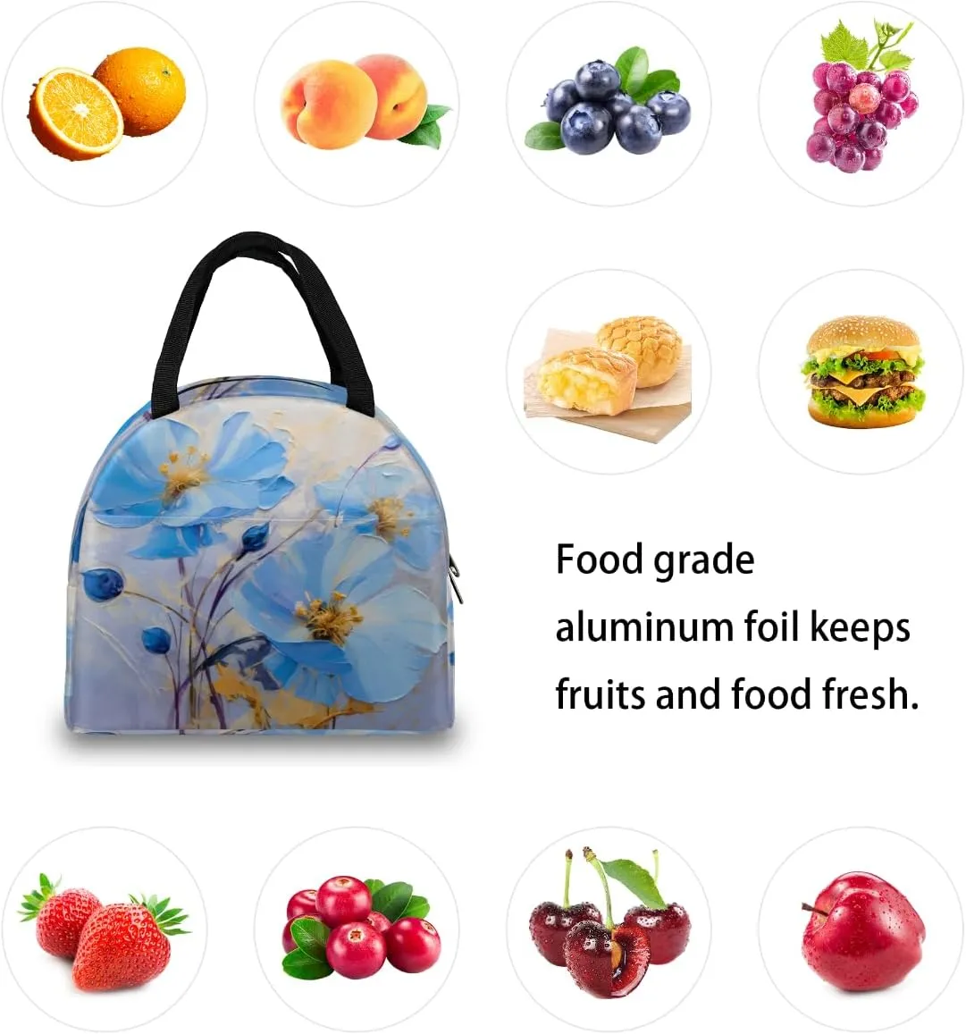 Art Romance Theme Lunch Tote Bag Reusable Insulated Bags Waterproof Adult Portable Meal Cooler Pack for Women Men Picnic Office Work Travel