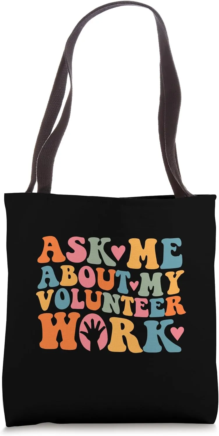 ask me about volunteer work Retro Groovy Tote Bag