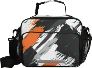 Aslsiy Chaotic Camouflage Reusable Lunch Bag for Women Men, Insulated Lunch Box Handbag Portable for Office Picnic Travel Cooler Bag with Adjustable Shoulder Strap