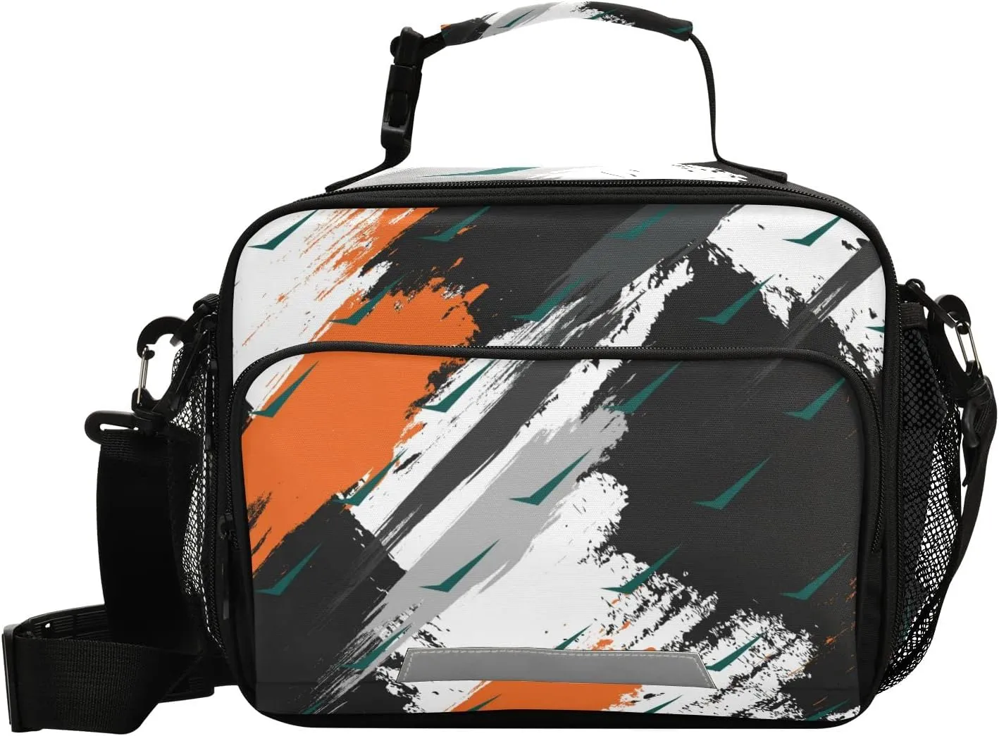Aslsiy Chaotic Camouflage Reusable Lunch Bag for Women Men, Insulated Lunch Box Handbag Portable for Office Picnic Travel Cooler Bag with Adjustable Shoulder Strap