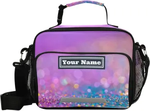 Aslsiy Custom Lunch Bag for Women Twinkle Glitters Blurred Personalized Insulated Lunch Box Modern Color Portable Handbag with Adjustable Shoulder Strap for Office Picnic Travel