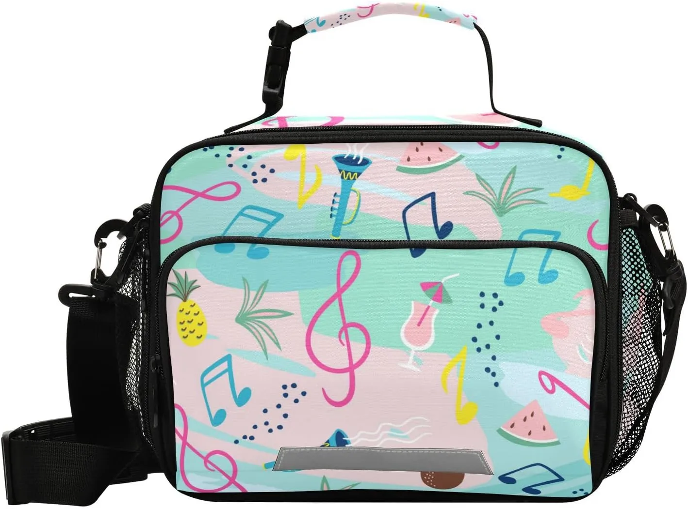 Aslsiy Lunch Bag for Women Musical Notes Insulated Lunch Box Juice Watermelon Handbag with Adjustable Shoulder Strap for Office Picnic Travel
