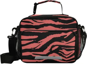 Aslsiy Lunch Bag for Women Tiger Red Stripe Insulated Lunch Box Black Jungle Handbag with Adjustable Shoulder Strap for Office Picnic Travel