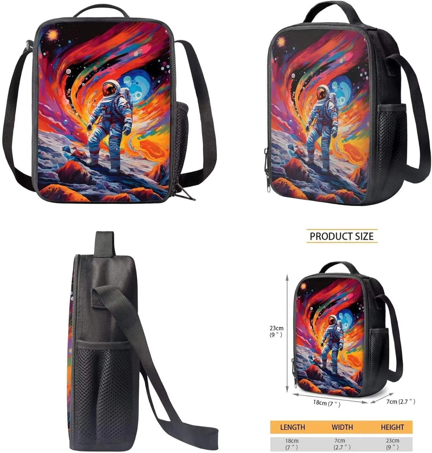 Astronaut Galaxy Teen Backpack and Lunch Box Set of 4 Lightweight School Bookpack for 5th 6th Grade Big Capacity Backpack for Boys with Pencil Bags for Boy Schoolbags