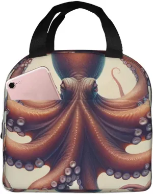 Augenstern Reusable Insulated Lunch Bag Thermal Lunch Tote Bag Tentacles-Marine-Inkfish Lunch Cooler Bags For Office Work Picnic Beach