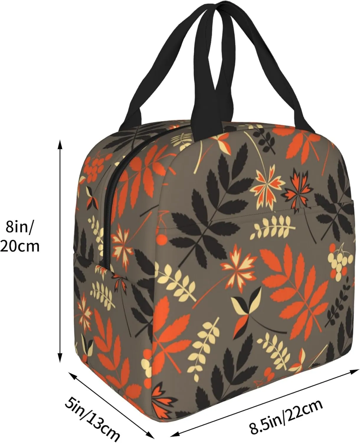 Autumn Forest Leaves Lunch Bag, Unisex Reusable Insulated Lunch Tote Box, Thermal Cooler Sack Food Handbags Case High Capacity for Travel Work Picnic