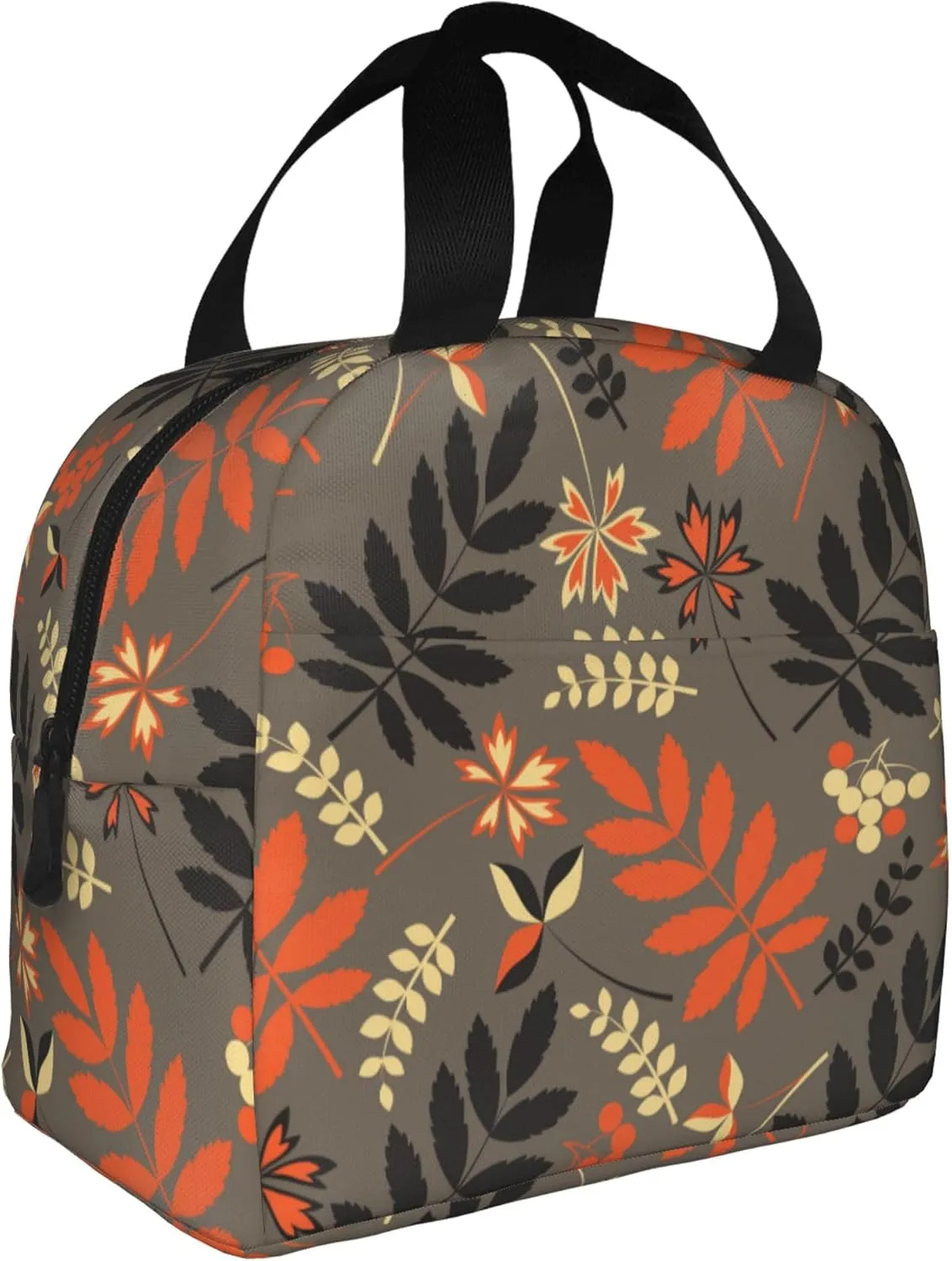 Autumn Forest Leaves Lunch Bag, Unisex Reusable Insulated Lunch Tote Box, Thermal Cooler Sack Food Handbags Case High Capacity for Travel Work Picnic
