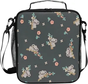 AUUXVA Koala Flowers Cute Kids Lunch Bags for Girls Boys Insulated Lunch Box Thermal Lunchbox Tote Bag with Adjustable Strap Leakproof Durable Lunch Cooler for Children Women School Work
