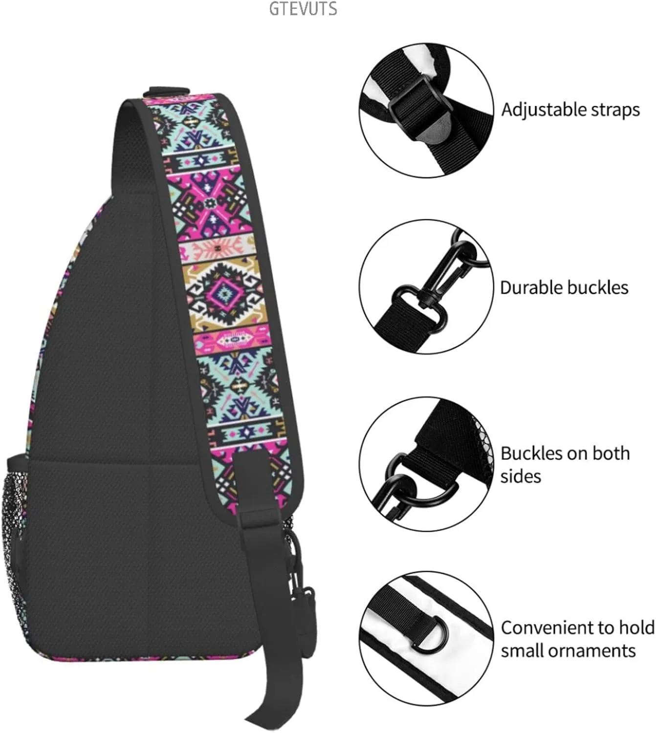 Aztec Sling Backpack Chest Bag Crossbody Shoulder Bag Gym Cycling Travel Hiking Daypack For Men Women
