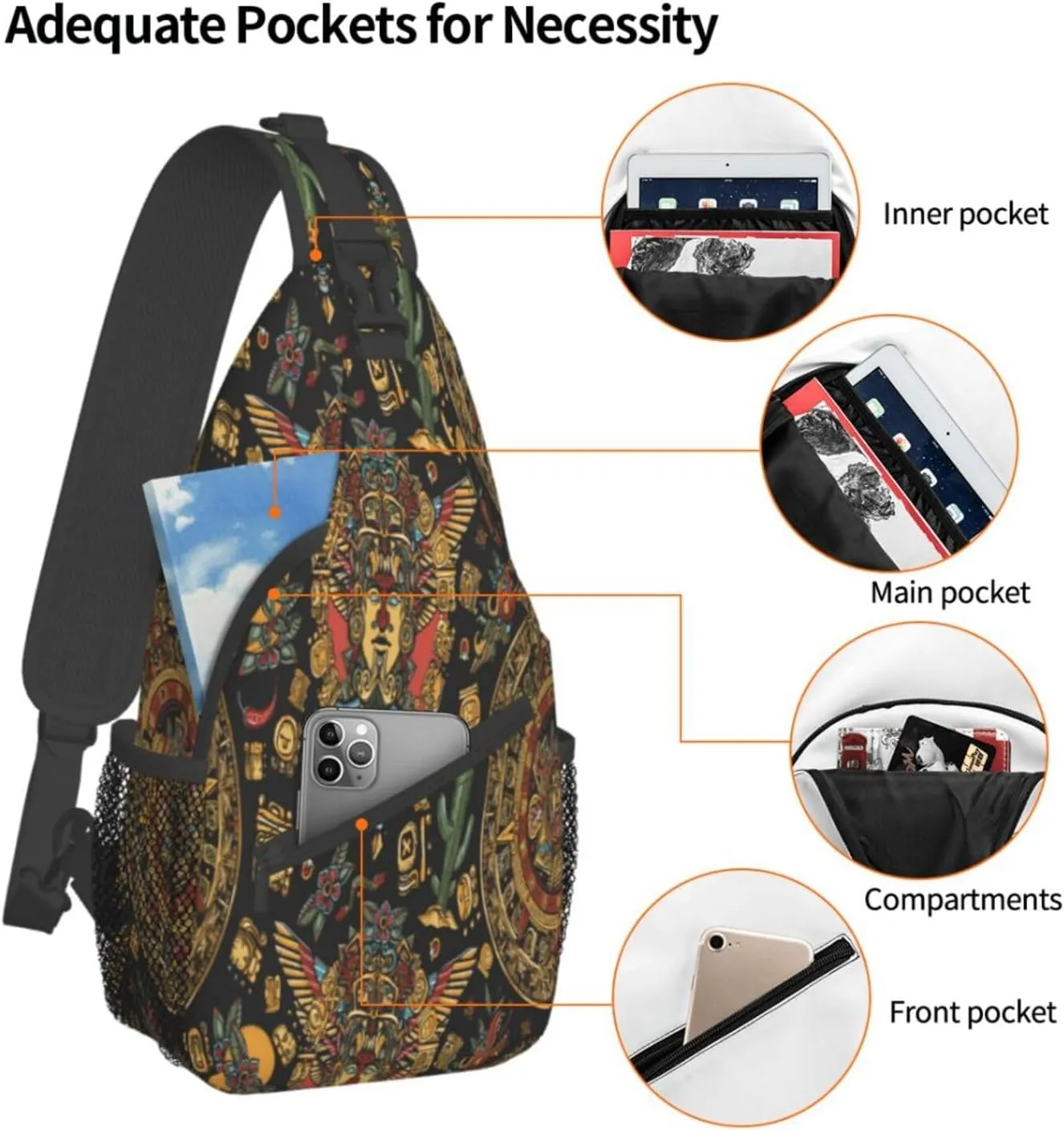 Aztec Sling Backpack Chest Bag Crossbody Shoulder Bag Gym Cycling Travel Hiking Daypack For Men Women