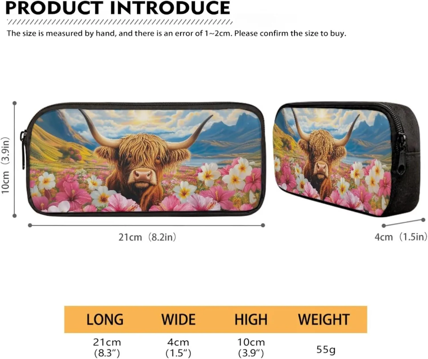 Aztec Tribe Cattle Hibiscus Floral Pattern 4Pcs School Supplies Set for Students 18 Inch Backpack with Lunch Bag, Water Bottle Holder, Pencil Case Large Capacity Bookbag for Kids