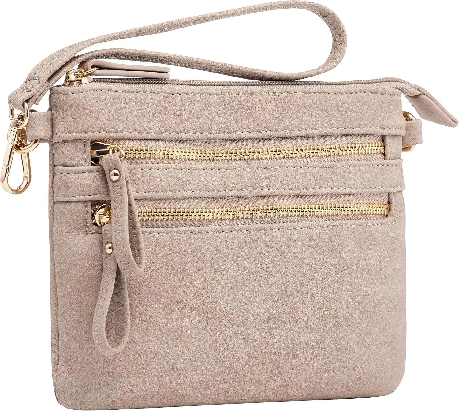 B BRENTANO Vegan Mini Multi-Zipper Crossbody Handbag Purse with Tassel Accents