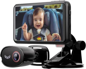 Baby Car Camera with Exit Reminder-5.5" IPS Touchscreen Car Mirror with 1080P Rear Facing,Alerts to Remove Baby/Pet,4x Zoom,Voice Control, Anti-Theft,WiFi,APP,Compatible with All Vehicles–AKEEYO BMC-X