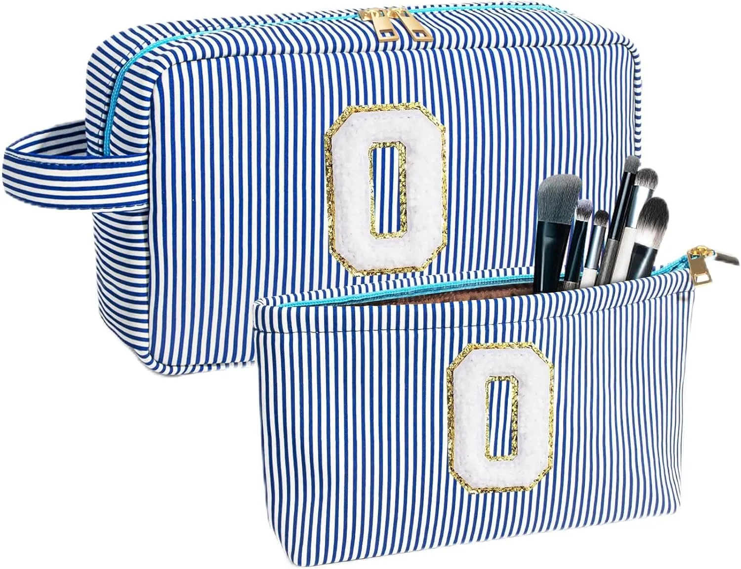 Bachelorette Party Gift for Bride,Cosmetic Bag for Women Personalized Gifts,Initial Makeup Bag,Cosmetic Bag Makeup Brush Bag Travel Toiletry Bag,Birthday Valentine's Gifts for Women Blue U