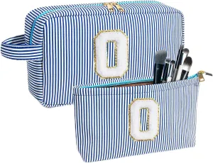 Bachelorette Party Gift for Bride,Cosmetic Bag for Women Personalized Gifts,Initial Makeup Bag,Cosmetic Bag Makeup Brush Bag Travel Toiletry Bag,Birthday Valentine's Gifts for Women Blue U