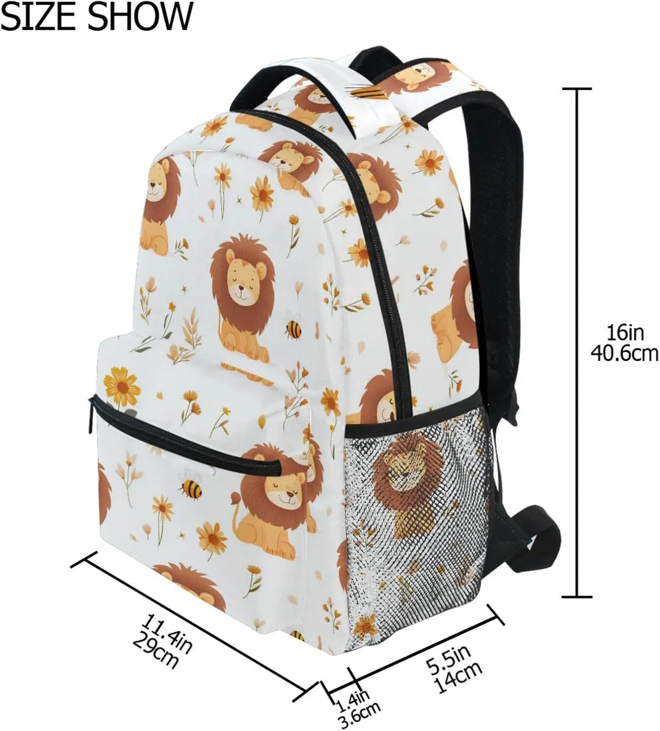 Backpack for Men Women Fashion Stylish Travel Bags with Chest Strap Gift Men & Women Cartoon Cute Lion White