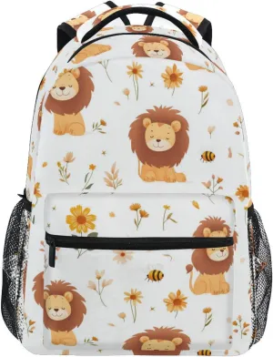Backpack for Men Women Fashion Stylish Travel Bags with Chest Strap Gift Men & Women Cartoon Cute Lion White