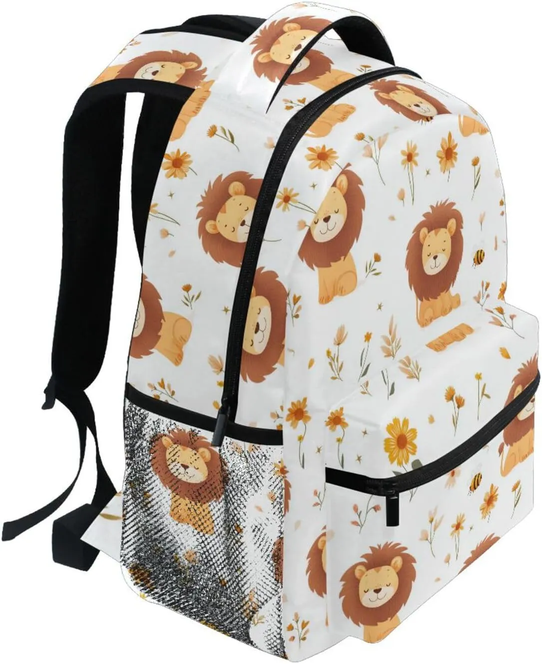 Backpack for Men Women Fashion Stylish Travel Bags with Chest Strap Gift Men & Women Cartoon Cute Lion White