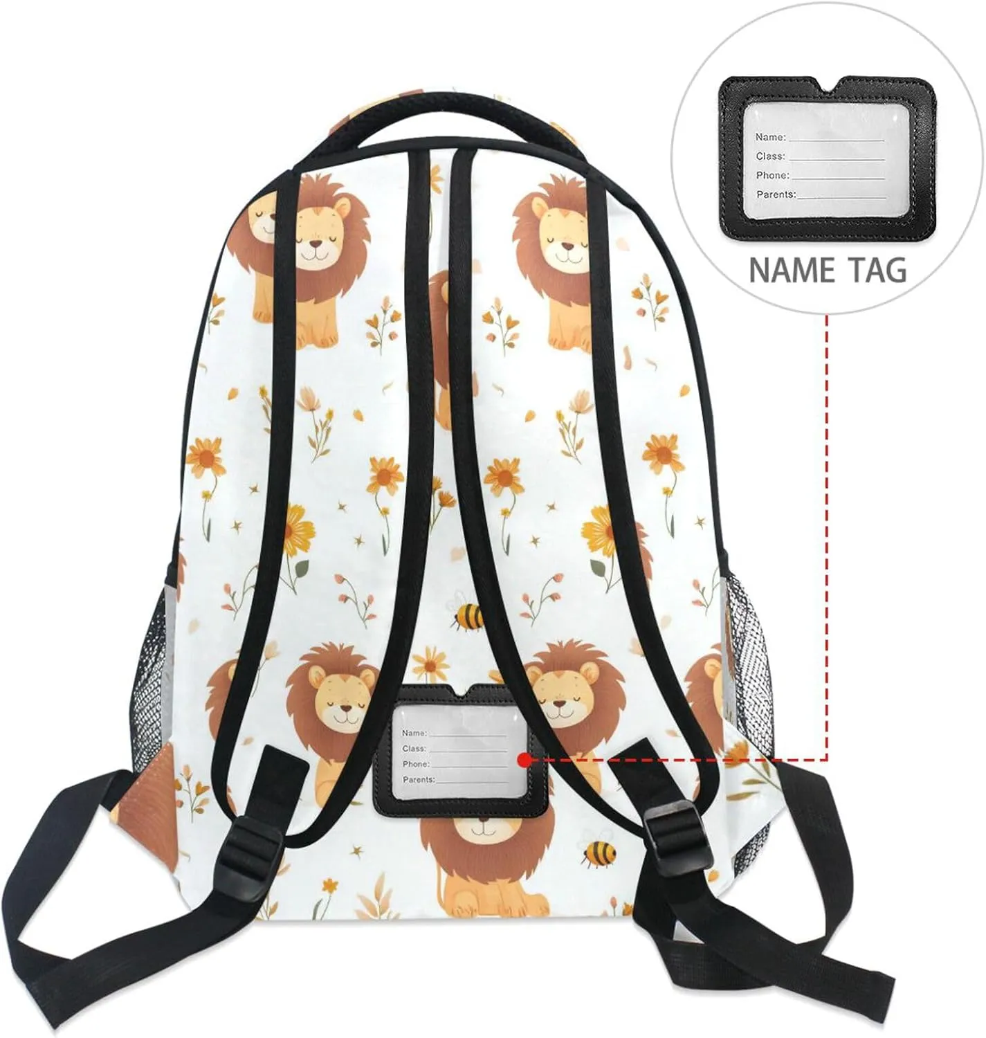 Backpack for Men Women Fashion Stylish Travel Bags with Chest Strap Gift Men & Women Cartoon Cute Lion White