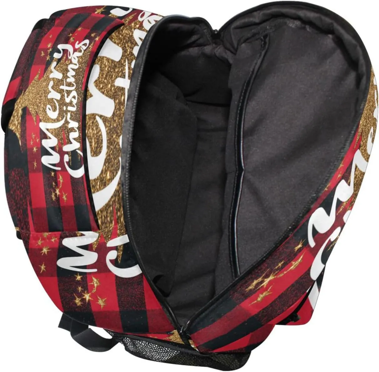 Backpack for Teens Boys Girls Fashion Sports Backpack with Chest Strap for Business Work College Travel Trip Merry Christmas Buffalo Plaid Red