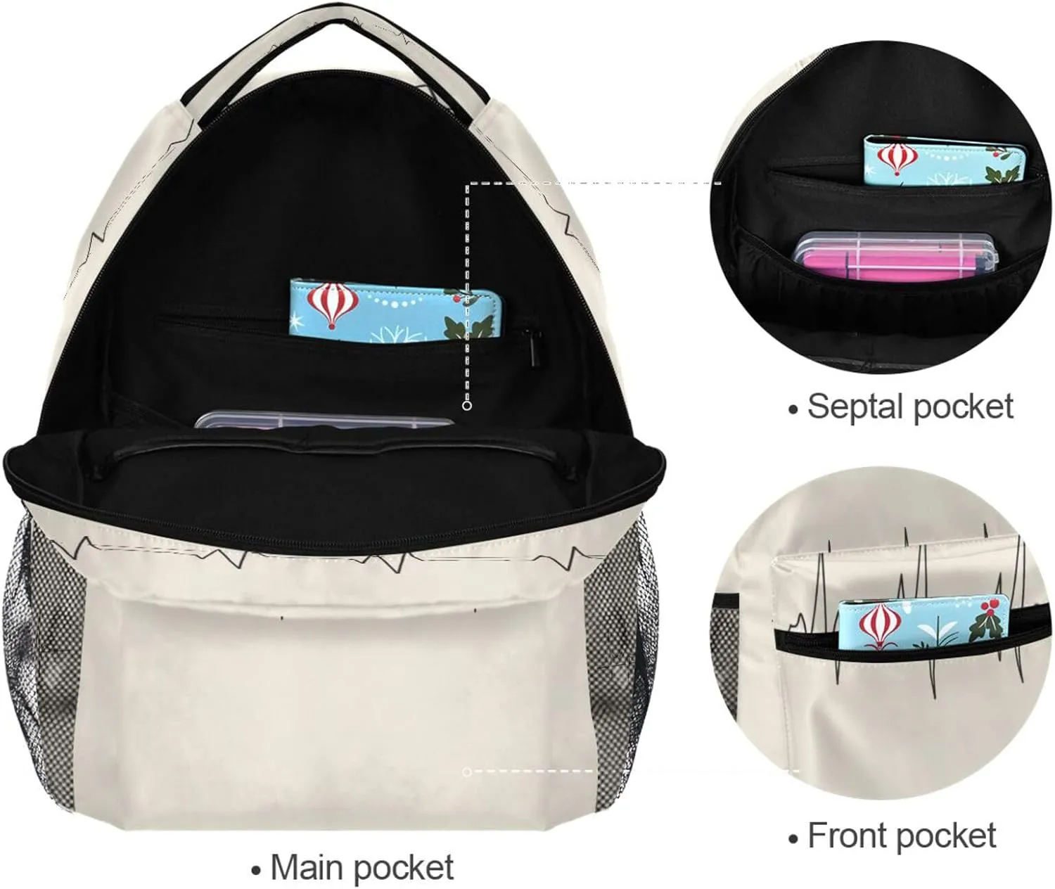 Backpacks for Men and Women Fashion Diaper Bag Backpack with Chest Strap for Travel Trip Doctors Day Electrocardiogram