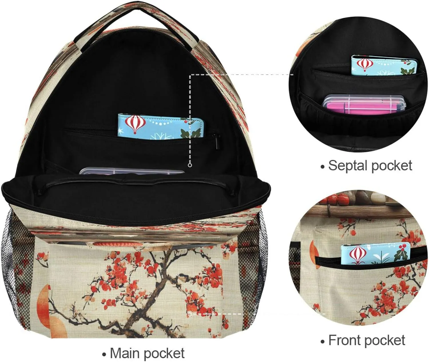 Backpacks for Men and Women Fashion Stylish Travel Bags with Chest Strap for Travel Trip Cereal Japanese Style