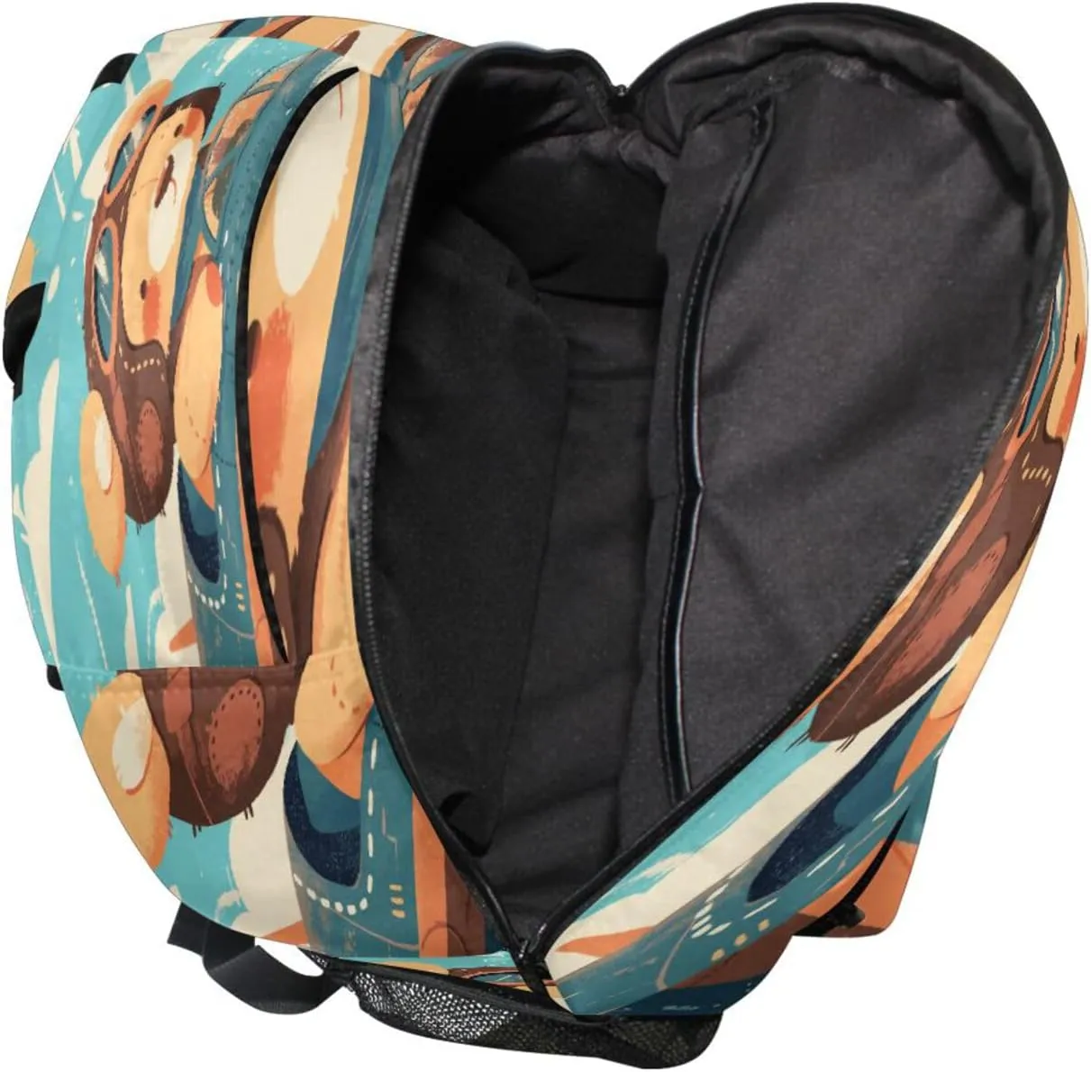 Backpacks for Men Women Waterproof Backpack With Water Bottle Pocket with Chest Strap for Travel Trip A Cute Teddy Bear Sitting in Window Of An Airplane
