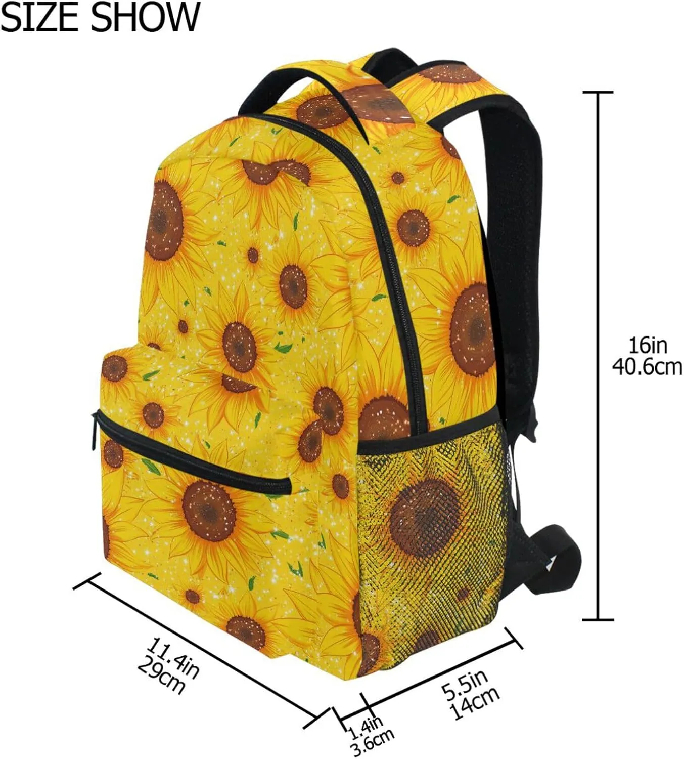 Backpacks for Teenager Fashion Sports Backpack with Chest Strap Gift Men & Women Parents' Day Beautiful Sunflower