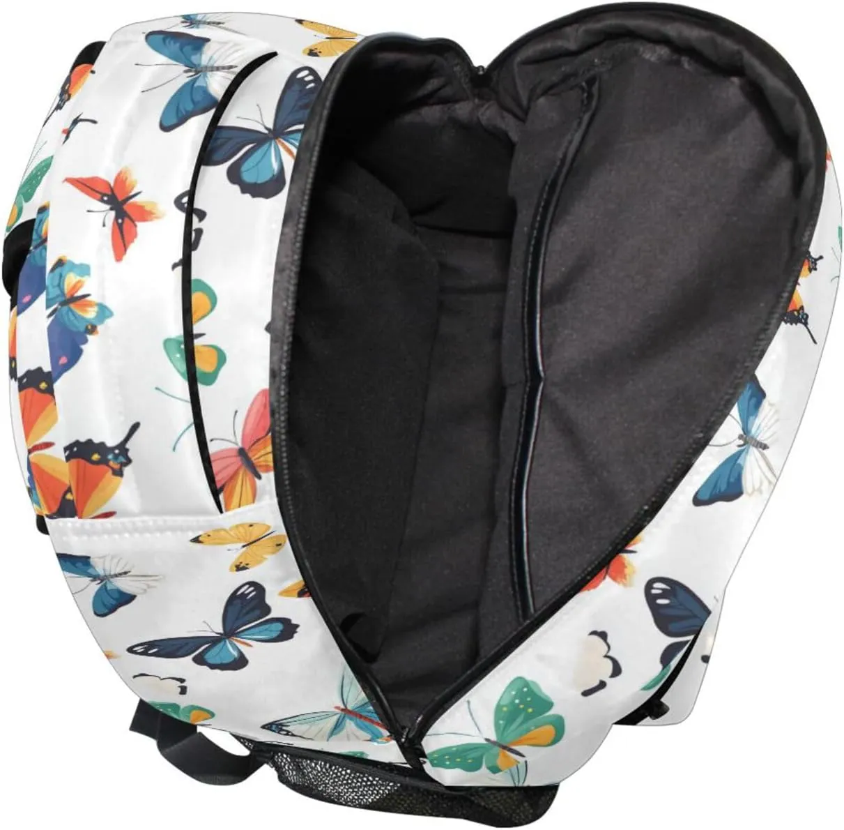 Backpacks for Women Men Fashion Backpack with Chest Strap for Travel Trip Cartoon Cute Butterflies White