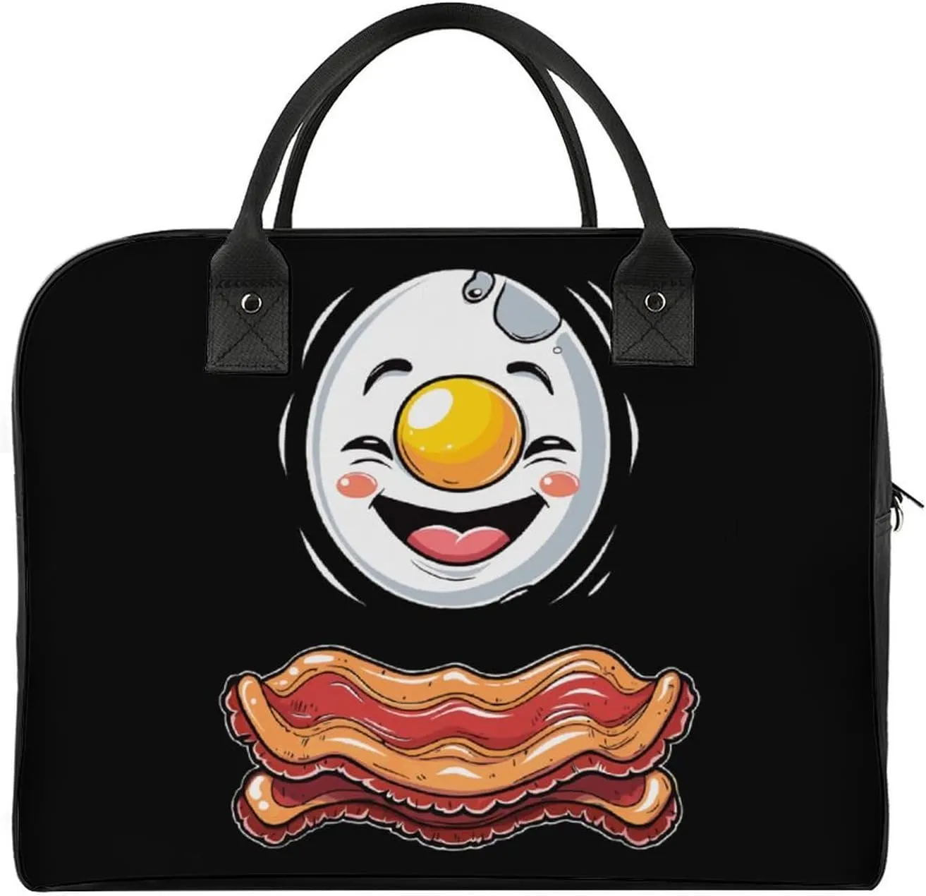 Bacon & Fried Egg Travel Duffel Bag Weekender Overnight Shoulder Bags Luggage Carrying Tote for Men Women
