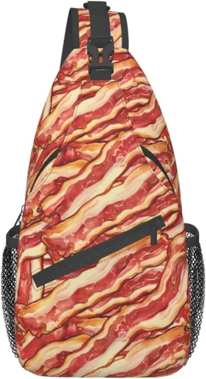 Bacon Sling Backpack Chest Bag Crossbody Shoulder Bag Gym Cycling Travel Hiking Daypack For Men Women