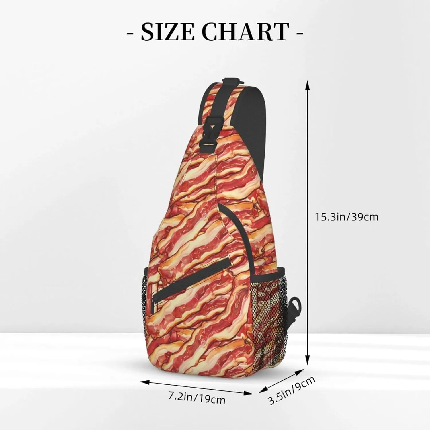 Bacon Sling Backpack Chest Bag Crossbody Shoulder Bag Gym Cycling Travel Hiking Daypack For Men Women