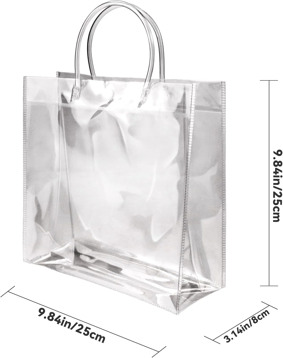 BadenBach 16 PCS Clear Gift Bags with Handle,9.84" x 9.84" x 3.54",Large Transparent Plastic Gift Wrap Bag Reusable Clear Party Favor Goodie Bags for Boutique Wedding Birthday Baby Shower Mother's Day