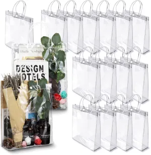 BadenBach 20 PCS Large Clear Gift Bags with Handles,9.8" x 11.8" x 3.1",Transparent Plastic Gift Wrap Bags Reusable Clear Party Favor Goodie Bag for Wedding Birthday Bridal Baby Shower Mother's Day