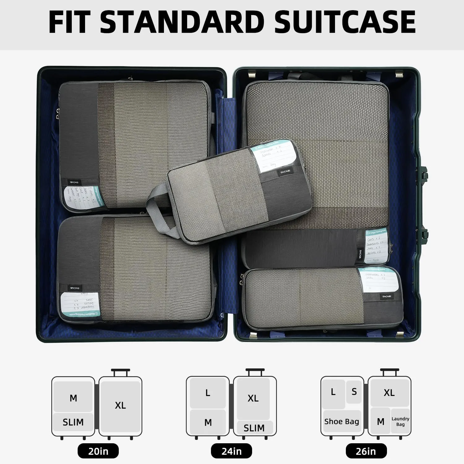 BAGAIL 4 Set/6 Set Compression Packing Cubes for Travel, Compressible Packing Organizers Travel Accessories for Luggage Suitcase