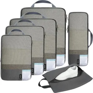BAGAIL 4 Set/6 Set Compression Packing Cubes for Travel, Compressible Packing Organizers Travel Accessories for Luggage Suitcase