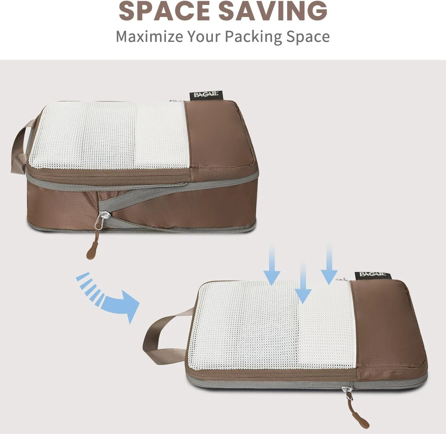BAGAIL 4 Set/6 Set Ultralight Compression Packing Cubes Packing Organizer for Travel Accessories Luggage Suitcase Backpack