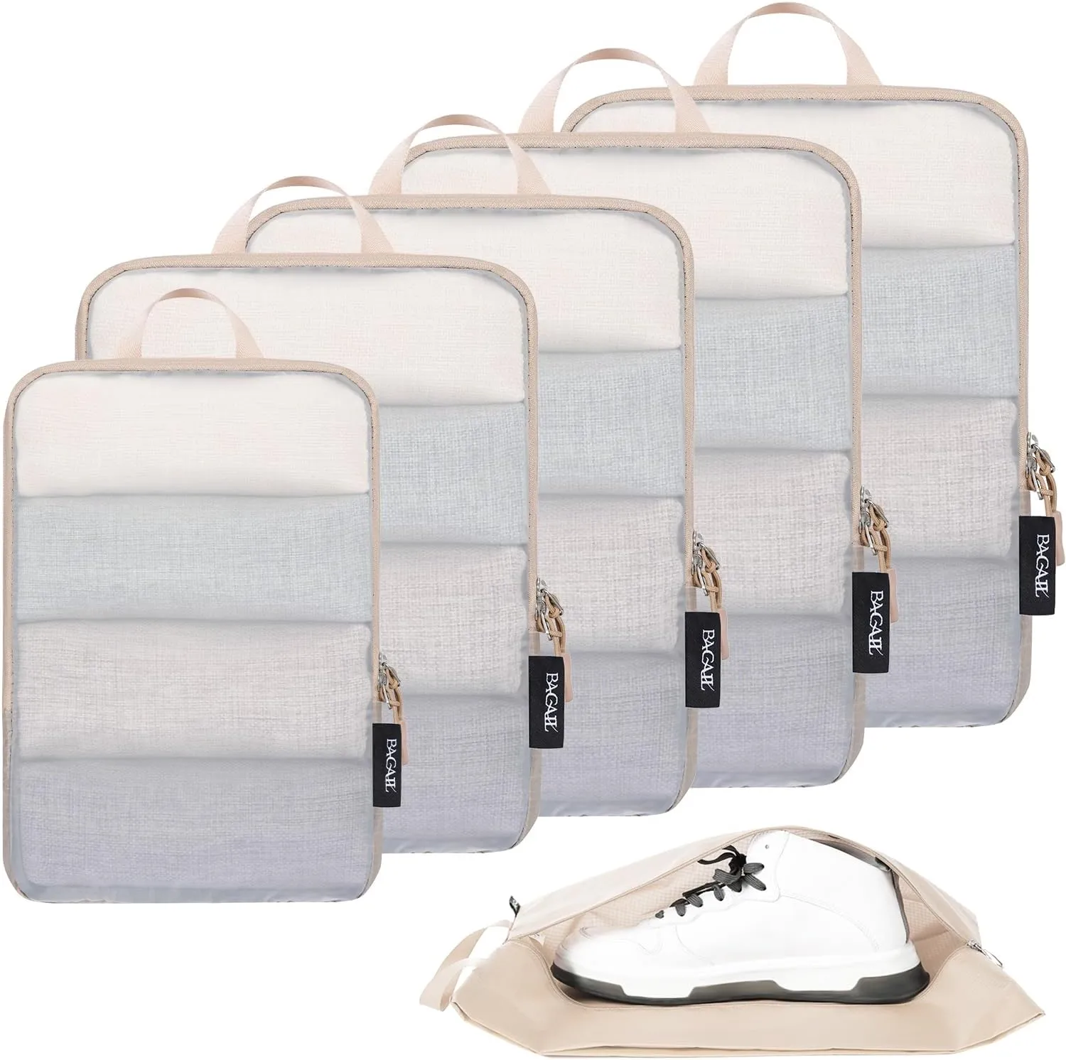 BAGAIL 4 Set/6 Set Ultralight Compression Packing Cubes Packing Organizer for Travel Accessories Luggage Suitcase Backpack